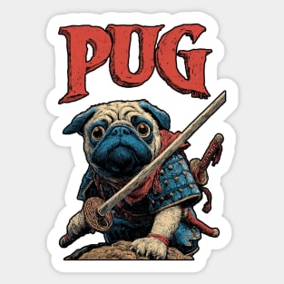 Pug Samurai - Honorable Warrior Dog Sticker